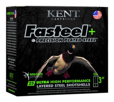 Kent Cartridge 12-Gauge Fasteel+ Precision Plated Steel 4/6-Shot Shotgun Shells, 3 in., 1-1/4 oz., 25 Rounds