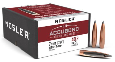 Nosler AccuBond Long-Range 7mm 168-Grain Spitzer Point Reloading Rifle Bullets, 100 Rounds