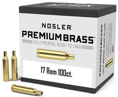 Nosler .17 Remington Premium Brass Unprimed Rifle Cases, 100 Rounds