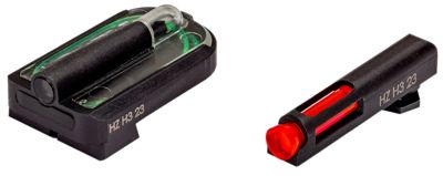HiViz FastDot H3 Red Fiber-Optic Front and Green Tritium Rear Sights, Fits Glock MOS