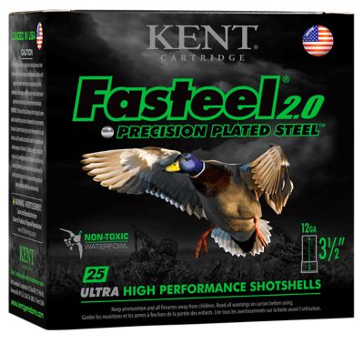 Kent Cartridge 12-Gauge Fasteel 2.0 Precision Plated Steel 3-Shot Shotgun Shells, 3.5 in., 1-3/8 oz., 25 Rounds