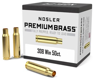 Nosler .308 Win Premium Brass Unprimed Rifle Cases, 50 Rounds