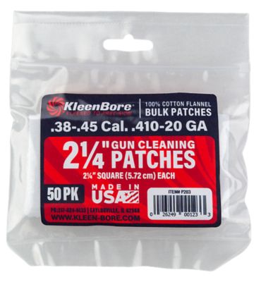 KleenBore .38-.45 Caliber .410-20-Gauge Super Shooter 100% Cotton Flannel Cleaning Patches, 2.25 in., 50 pc.