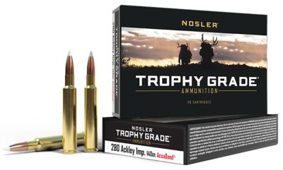Nosler Trophy Grade .280 Ackley Improved 140-Grain Nosler AccuBond Rifle Ammunition, 20 Rounds
