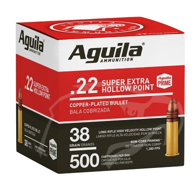 Aguila Super Extra .22 Long Rifle 38-Grain Copper Plated Hollow Point Rimfire Ammunition, 500-Rounds