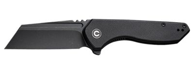 Civivi Knives 2.94 in. ExOne Folding Knife, Reverse Tanto, Black, Stonewashed, Nitro-V Steel Blade, Black Textured G10 Handle