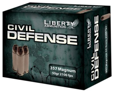 Liberty Ammunition Civil Defense .357 Magnum 50-Grain Lead Free Fragmenting Hollow Point Handgun Ammunition, 20 Rounds