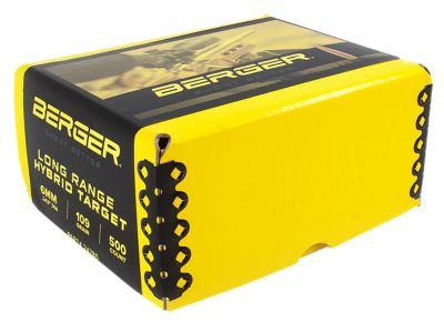 Berger Bullets 6mm 109-Grain Long-Range Hybrid Target Reloading Rifle Bullets, 500 Rounds