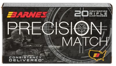Barnes Bullets Precision Match .260 Remington 140-Grain Open Tip Match Boat Tail Rifle Ammunition, 20 Rounds