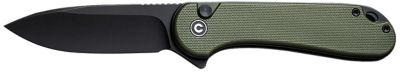 Civivi Knives 2.96 in. Elementum II EDC Folding Knife, Drop Point, Black, Stonewashed, Nitro-V Steel Blade, OD Green G10 Handle