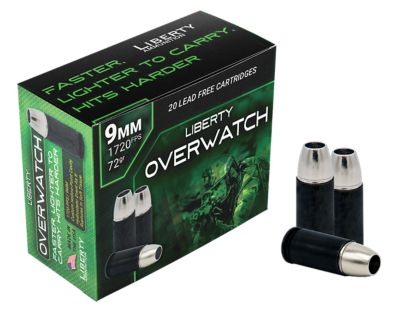 Liberty Ammunition OverWatch 9mm Luger 72-Grain Open Cavity Design Handgun Ammunition, 20 Rounds