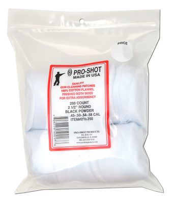 Pro-Shot .45/.58 Caliber Round Cotton Flannel Cleaning Patches, 2.5 in., 250 pc.
