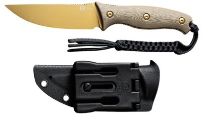 Civivi Knives 3.92 in. Stormridge Fixed Blade Knife, Straight Back, Desert Tan, Stonewashed, Nitro-V Steel Blade, G10 Handle