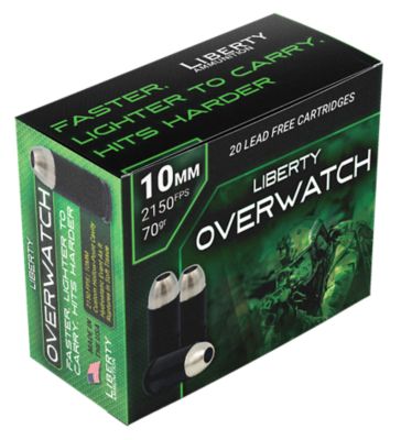 Liberty Ammunition OverWatch 10mm Auto 70-Grain Open Cavity Design Handgun Ammunition, 20 Rounds
