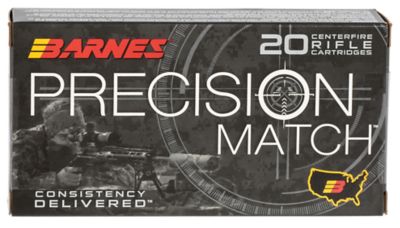 Barnes Bullets Precision Match 6.5 Creedmoor 140-Grain Open Tip Match Boat Tail Rifle Ammunition, 20 Rounds