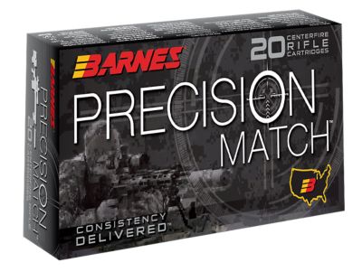 Barnes Bullets Precision Match .308 Win 175-Grain Open Tip Match Boat Tail Rifle Ammunition, 20 Rounds