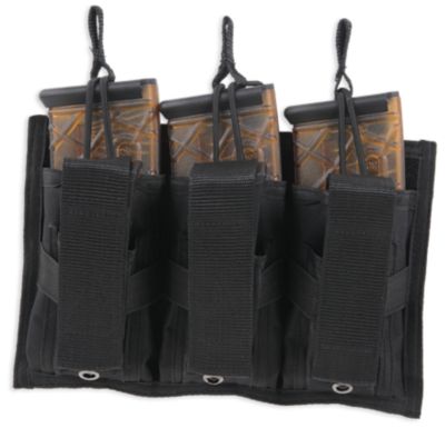 Bulldog Tri-Double MOLLE Magazine Pouch, Holds (3) 30 Rounds, Black, Belt Loop Compatible