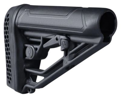 Adaptive Tactical EX Performance Stock for AR-15/AR-10, Adj. M4 Style, Vented Rubber Butt Pad, Swivel Stud, Black, Synthetic