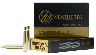 Weatherby 6.5 WBY RPM Select Plus Unprimed Brass Rifle Cases, 20 Rounds