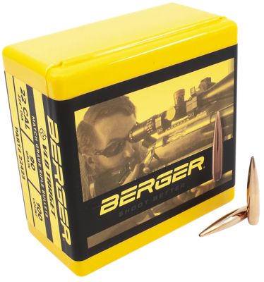 Berger Bullets VLD Target Match Grade .22 Caliber 90-Grain Secant Very Low Drag Reloading Rifle Bullets, 100 Rounds
