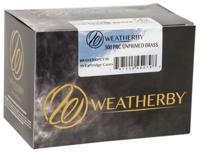 Weatherby .300 PRC Unprimed Brass Rifle Cases, 50 Rounds