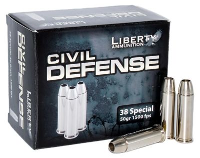 Liberty Ammunition Civil Defense .38 Special 50-Grain Lead Free Fragmenting Hollow Point Handgun Ammunition, 20 Rounds