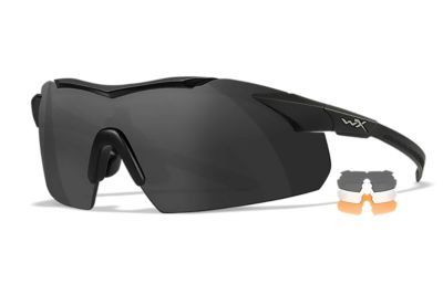 Wiley X Adult Vapor Polycarbonate Shooting Glasses with Comm Temples, Smoke Gray/Clear/Light Rust/Matte Black
