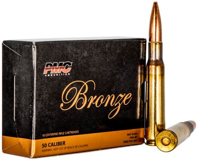 PMC Bronze .50 BMG 660-Grain Full Metal Jacket Boat Tail Rifle Ammunition, 10 Rounds