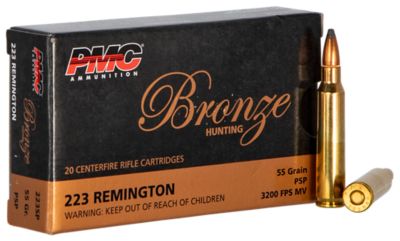 PMC Bronze .223 Remington 55-Grain Pointed Soft Point Rifle Ammunition, 20 Rounds