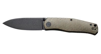 Civivi Knives 3.35 in. Sokoke EDC Folding Knife, Drop Point, Black, Stonewashed, 14C28N Steel Blade, Green Burlap Micarta Handle