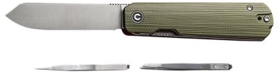 Civivi Knives 2.83 in. Sendy Folding Knife, Spey Point, Stain, Nitro-V Steel Blade. Green Textured G10 Handle