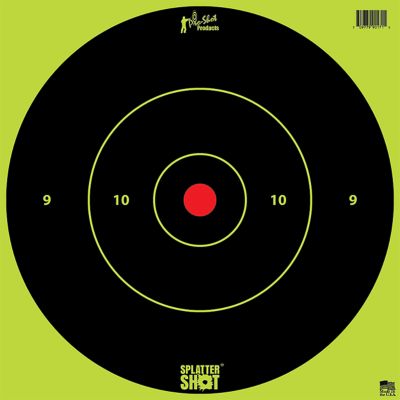 Pro-Shot SplatterShot Bullseye Heavy Paper Hanging Shooting Targets, 12 in., Black/Red/White, 12-Pack