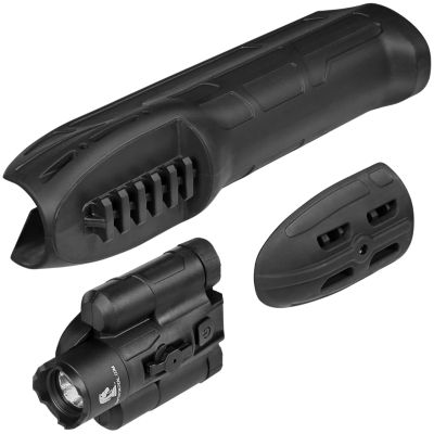 Adaptive Tactical EX Performance Forend with 300 Lumen Flashlight for Remington 870/11-87/1100, Concealed 2 in. Picatinny, Black