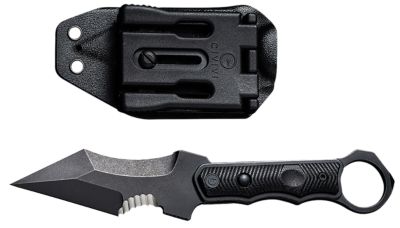 Civivi Knives 3.76 in. Orthrus Fixed Blade Knife, Karambit/Straight, Black, Stonewashed, Nitro-V Steel Blade, 4.30 in., Black