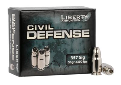 Liberty Ammunition Civil Defense .357 Sig 50-Grain Lead Free Fragmenting Hollow Point Handgun Ammunition, 20 Rounds