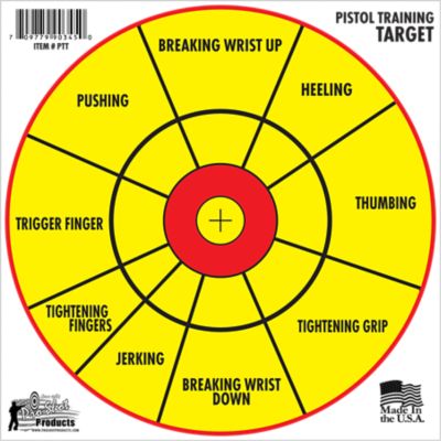 Pro-Shot Pistol Training Diagnostic Bullseye Paper Hanging Shooting Targets, 12 in., Yellow/Red, 6-Pack