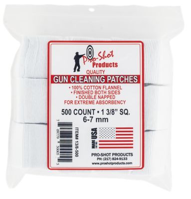 Pro-Shot 6mm/7mm Cotton Flannel Cleaning Patches, 1.38 in., 500 pc.