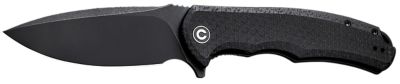 Civivi Knives 3.75 in. Praxis Folding Knife, Black, Stonewashed, 9Cr18MoV SS Blade, Black Textured Micarta Handle