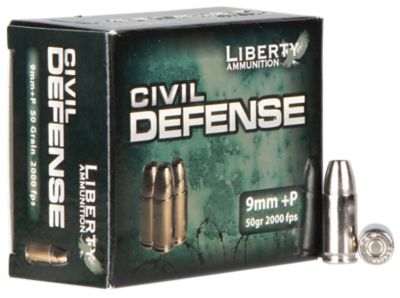 Liberty Ammunition Civil Defense 9mm Luger 50-Grain Lead Free Fragmenting Hollow Point Handgun Ammunition, 20 Rounds