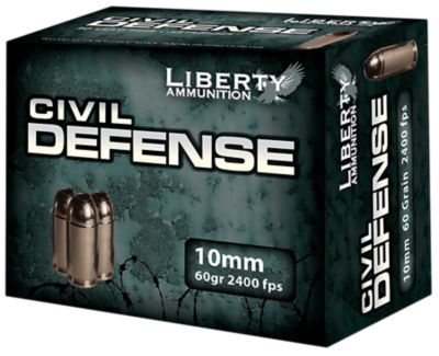 Liberty Ammunition Civil Defense 10mm Auto 60-Grain Lead Free Fragmenting Hollow Point Handgun Ammunition, 20 Rounds