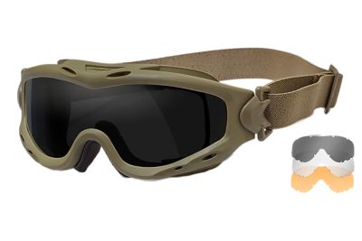 Wiley X Spear Safety Goggles, Smoke Gray/Clear/Light Rust/Tan