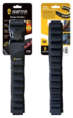Adaptive Tactical Adjustable Nylon Shotgun Bandolier, Holds 45 Rounds, Black