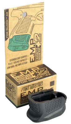 Strike Industries Enhanced Magazine Plate for Glock 42 Magazines, 2 Round Capacity, Polymer, Black, Extra Gripping Surface