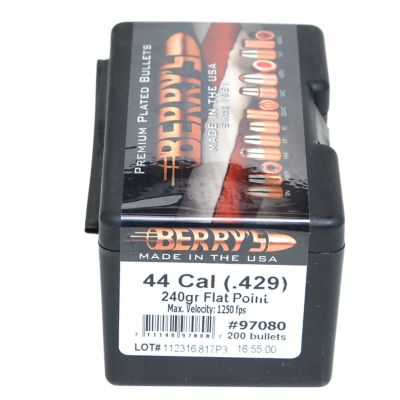 Berry's Superior Pistol .44 Caliber 240-Grain Flat Point Reloading Handgun Bullets, 200 Rounds