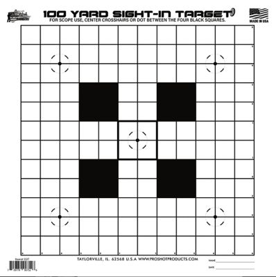 Pro-Shot Sight-In Heavy Paper Hanging Shooting Targets, 100 yd., 14 in. x 14 in., Black/White, 12-Pack