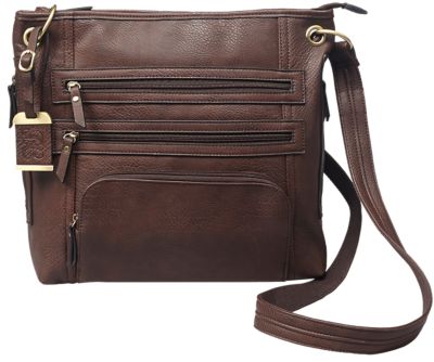 Bulldog Cross Body Purse with Holster for Most Small Pistols & Revolvers, Ambidextrous, Brown, Leather