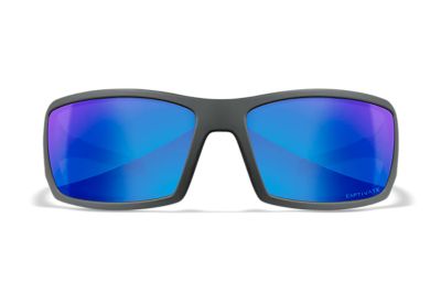 Wiley X Adult Twisted Polycarbonate Shooting Glasses, M/L, Blue Mirror/Matte Gray