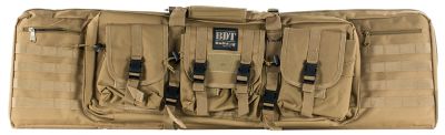 Bulldog 43 in. Rifle BDT Tactical Single Nylon Gun Case with Deluxe Straps and 3 Pockets, Tan