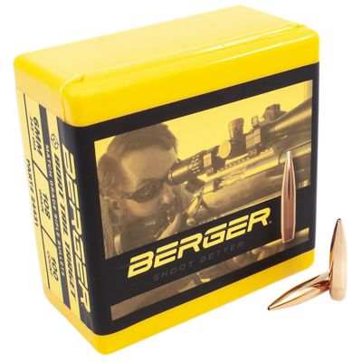 Berger Bullets Target Match Grade 6mm 108-Grain Boat Tail Reloading Rifle Bullets, 100 Rounds