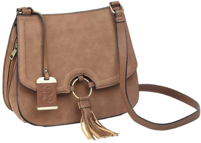 Bulldog Cross Body Purse with Holster for Most Small Pistols & Revolvers, Right Hand, Tan, Suede